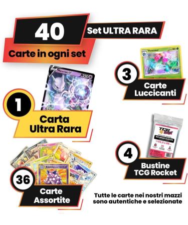 Ultra Rare Set: 40 Original Italian Pok mon Cards + 3 Shiny Cards - Guaranteed V Vmax EX GX Legendary | TCG Rocket - Buy Online on SooperMarket.com