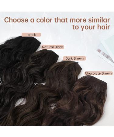 KooKaStyle Invisible Wire Hair Extensions - Long Wavy Secret Hairpiece | Adjustable Size, 4 Secure Clips, 24 Inch, Black - Buy Online on SooperMarket.com