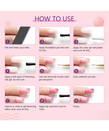 Saviland Blooming Gel - Clear 15ml Nail Polish for Marbles Effect | UV LED Soak Off with Art Brush | Manicure Kit for Salon & DIY - Buy Online on SooperMarket.com