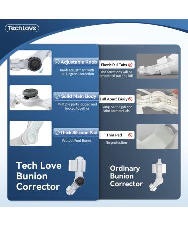 Tech Love Bunion Correctors for Women and Men Orthopedic Bunion Toe Straighteners Adjustable Bunion Splint for Big Toe Toe Separators for Hallux Valgus 1 PC White - Buy Online on SooperMarket.com