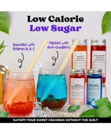 Bubble Tea Kit - Mango & Strawberry with Apple & Strawberry Popping Boba | Serves 6 | Low Calorie & Low Sugar Fruit Tea Concentrate - Buy Online on SooperMarket.com