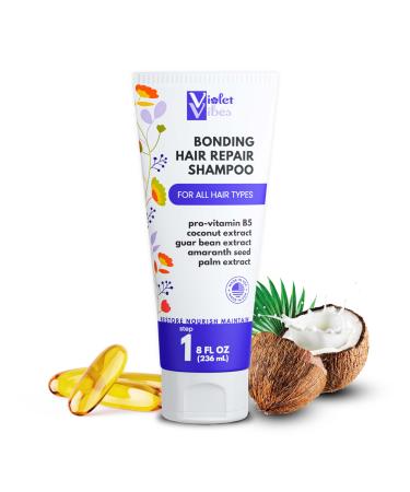 Violet Vibes Bonding Hair Repair Shampoo | Advanced Bonding Formula for Daily Hair Strength & Health | Restorative & Nourishing w/ Pro Vitamin B5 Coconut Guar Bean Amaranth Palm | All Hair Types