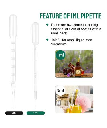 120PCS 1ML Disposable Plastic Transfer Pipettes - Clear Graduated Eye Dropper for Essential Oils, Science Lab, DIY Art - Moveland - Buy Online on SooperMarket.com