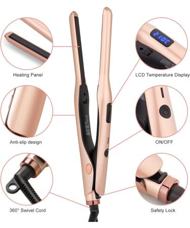 Mini Hair Straightener for Short Hair & Pixies - Adjustable Temperature Flat Iron (Rose Gold) - Buy Online on SooperMarket.com