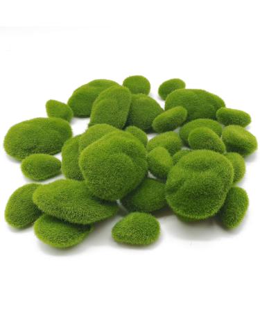 TIHOOD 30 PCS 3 Size Artificial Moss Rocks Decorative, Green Moss Balls,Moss Stones, Green Moss Covered Stones, Fake Moss Decor for Floral Arrangements, Fairy Gardens and Crafting
