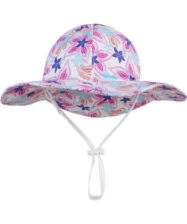 LANGZHEN Baby Girls Beach Sun Hat with Chin Strap | Adjustable Toddler Kids Wide Brim Summer Play Hat | Maple Leaves Design | 1-2 Years - Buy Online on SooperMarket.com