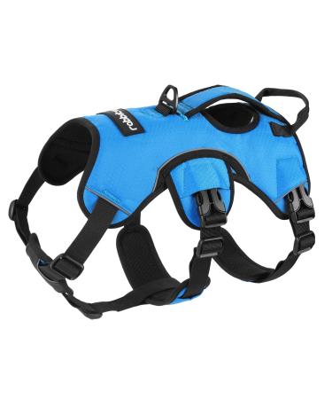 Rabbitgoo Breaking -proof dog harness Medium -sized dogs with handle anti -train safety cuddling dog breathable adjustable breast dishes padded dog vest panic crockery blue M (1 pack) blue