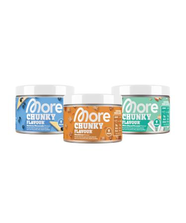 MORE NUTRITION Chunky Flavour 3-pack 3 x 150 g Blueberry Cheesecake Cinnalicious White Almond Coconut