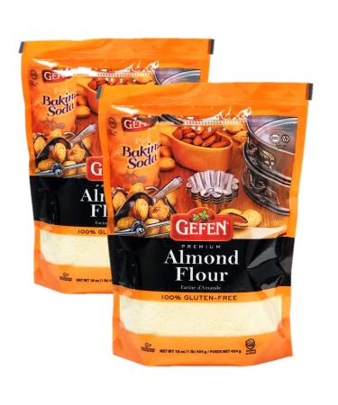 Gefen Blanched Almond Flour 16oz (2 Pack) Gluten Free, Vegan, Resealable Zip Bag, 100% Almonds, Kosher