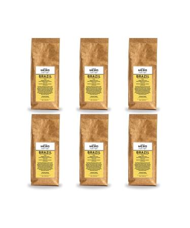 Caff Nero - Brazil Blend Roasted Ground Coffee - Medium Dark Roast - 1.2KG (6 x 200g Bulk Pack)