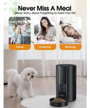 WOPET Automatic Cat Feeder  FT70 Plus Pet Dry Food Dispenser with Desiccant Bag for Cats and Dogs  Timed Cat Feeder Programmable 6 Meals Per Day  10s Voice Recorder Black - Buy Online on SooperMarket.com