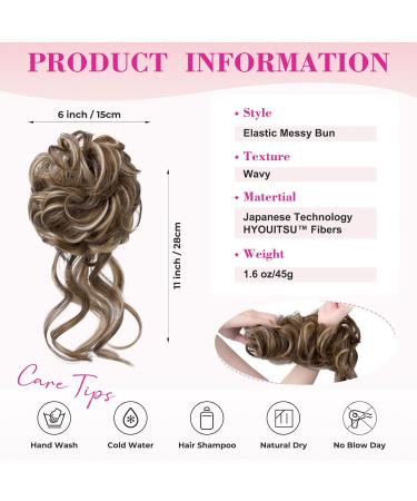 REECHO Synthetic Messy Bun Hair Piece - Light Brown with Highlights | Tousled Updo Elastic Hair Bun for Women | Donut Accessories Scrunchies - Buy Online on SooperMarket.com