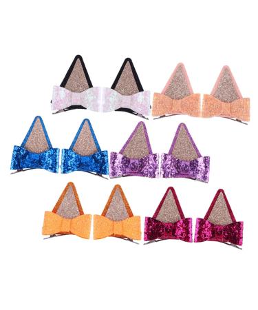 6 Pairs Hair Barrettes Hair Pin Hair Clips for Glitter Bowknot Hairpin Kawaii Hair Clips Cute Hair Supplies Hair Bows Clips Cat Ears Hairpins Barrettes for Fabric ORFOFE