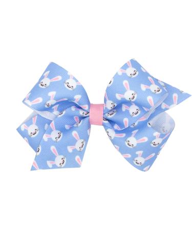Wee Ones Girls' Easter print Grosgrain Bow on a WeeStay No-Slip Hair Clip  Bunny  Medium