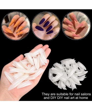 Noverlife 1100PCS C Curved Half Cover Almond False Nail Tips - Clear & Natural | 11 Sizes - Acrylic Long Fake Nails for Nail Art Manicure Pedicure at Home or Salon - Buy Online on SooperMarket.com