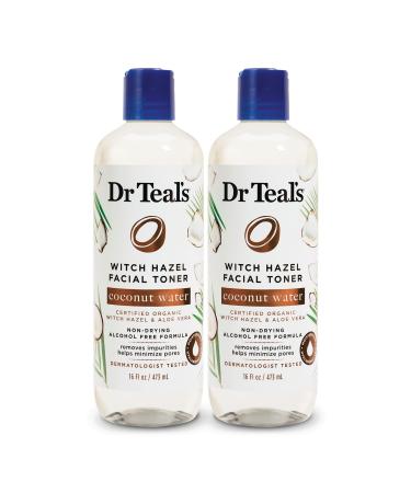 Dr Teal s Witch Hazel Facial Toner Coconut Water 16 fl oz (Pack of 2) (Packaging May Vary)