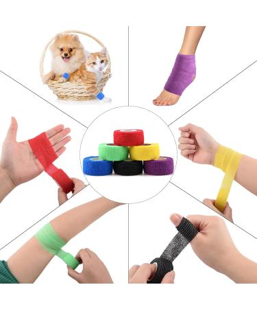 Heyu-Lotus 6 Pack Cohesive Bandages 2.5cm x 4.5m Vet Wrap Self Adherent Bandages Elastic Cohesive Tapes Pet Bandage Wraps for Dogs and Cats Assorted Colours (S) - Buy Online on SooperMarket.com