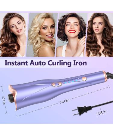 Automatic Curling Iron - Fast Heating Wand with 4 Temp Settings up to 430? & Timer - Dual Voltage, Anti-Scald, Auto Shut-Off - Purple - Buy Online on SooperMarket.com