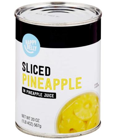 Amazon Brand - Happy Belly Sliced Pineapple, in Pineapple Juice, 20 Ounce