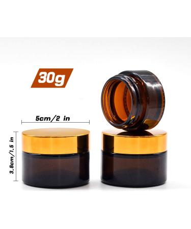 Inheming 6 x 30ml Amber Glass Cream Jars - Empty Cosmetic Containers with Lids for Ointments & Creams - Ideal for International Shipping - Buy Online on SooperMarket.com