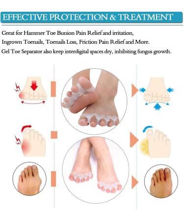 Bunion Corrector Toe Straightener Gel Separator - 8PCS Silicone Toe Spacers & Stretchers for Men and Women - Reduce Foot Pain with Hammer Toe & Nail Corrector - 5-Toe Corrector - Buy Online on SooperMarket.com