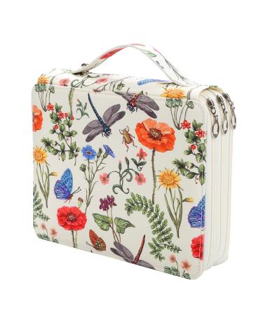 Lbxgap Portable Colored 120 Slots Pencil case Organizer with Printing Pattern for Prismacolor Watercolor Pencils, Crayola Colored Pencils, Marco Pencils White 120 Slot