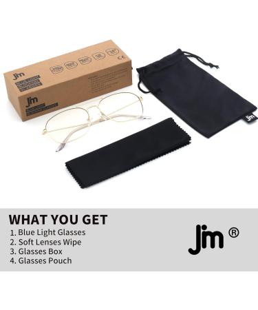 JM Plane Blue Light Blocking Glasses - Anti-Glare Computer Eyewear for Men & Women with Stylish Gold Frame - Buy Online on SooperMarket.com