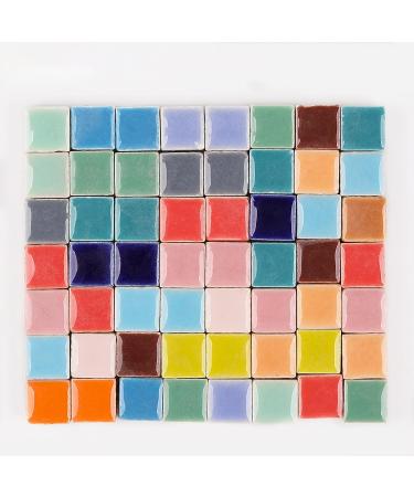 PINUO&KE 200g Square Ceramic Mosaic Tiles for Crafts - Colorful Stained Glass Pieces - Red - Buy Online on SooperMarket.com