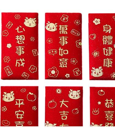 6Pcs Chinese Lunar New Year Red Envelopes Rectangle Red Packet Personalized Red Pocket Hong Bao for Graduation A Style A - Buy Online on SooperMarket.com