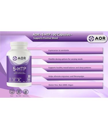 AOR - 5-HTP 50mg 90 Capsules - 5-Hydroxytryptophan - Mood Support Fibromyalgia Relief Migraine Headache Relief Depression Relief Insomnia Sleep Support and Serotonin Supplement - Buy Online on SooperMarket.com