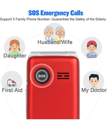 Artfone Senior Cell Phone 2G GSM Folding Mobile with Large Buttons SOS Button 2.4 Color Display & Dual SIM No Contract Perfect for Seniors (Red F20) - Buy Online on SooperMarket.com
