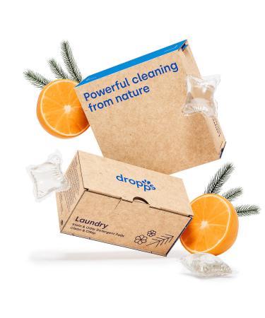 Dropps Stain & Odor Laundry Detergent | Clean & Crisp, 32 Pods | Low-Waste Packaging | Works In All Machines - High Efficiency (HE) Compatible | Powered by Natural Plant-Based Ingredients Clean & Crisp 32 Count (Pack of 1)