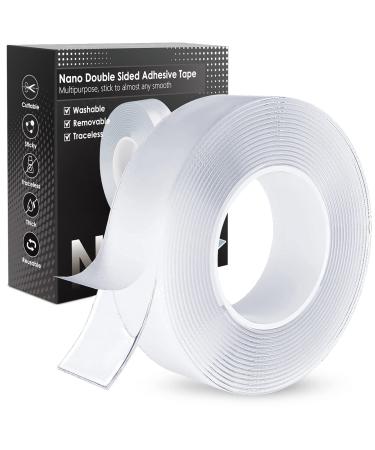 Nano Double Sided Poster tape Heavy Duty Multipurpose  Hanging Adhesive strips Strong Sticky Mounting tape Picture Gel tape (Transparent  9.84FT) 9.84FT Transparent