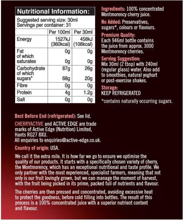 CherryActive Concentrate 946ml - 100% Montmorency Cherry Juice (1 Pack) - Buy Online on SooperMarket.com