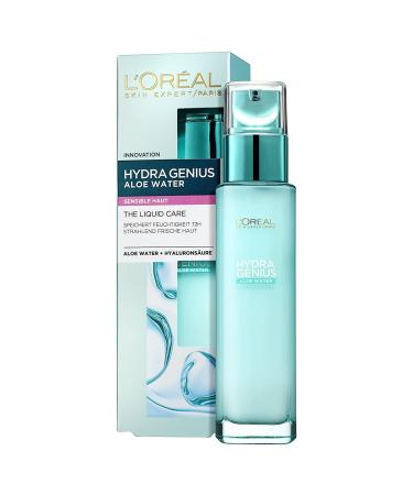 L'Or al paris moisture fluid hydra genius aloe water hydration and freshness for sensitive skin with aloe water and hyaluronic acid 70ml 70 ml (1 Pack) sensitive skin