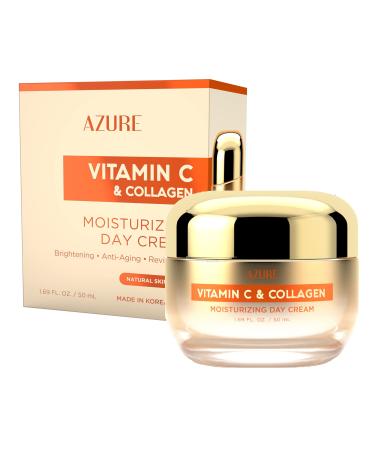 AZURE Vitamin C & Collagen Moisturizing Day Cream - Anti Aging  Revitalizing & Brightening Moisturizer - Reduces Fine Lines & Wrinkles  Diminishes Signs of Aging - Skin Care Made in Korea - 50mL / 1.69 fl.oz.