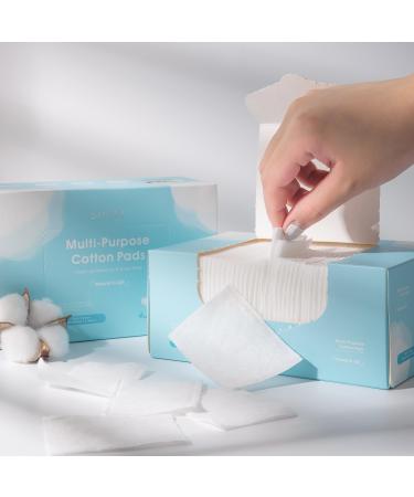 SHINO Multi Purpose Cotton Pads for Face 4-Layer Cotton Pads Makeup Remover 100% Cotton Chemical Free Biodegradable 2" x 3" Sensitive Skincare Pads 1 Pack