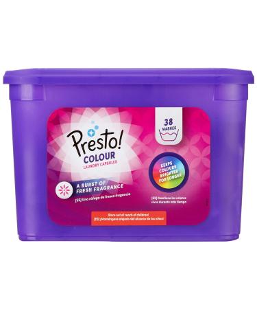 Amazon Brand - Presto! Laundry Capsules Colour Fresh Scent 38 Washes 38 Count (Pack of 1)