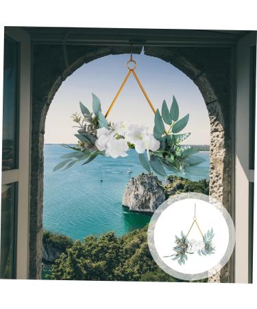 COOLHIYA Greenery Garland Wrought Iron gate Hanging Wreath Flowers Decoration Artificial Flower Garland Nordic Decor Door White 20x20cm - Buy Online on SooperMarket.com