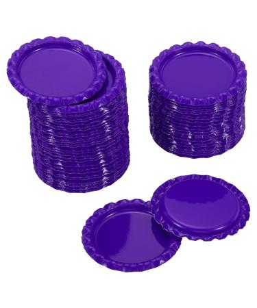 PATIKIL 1 Inch Flat Decorative Bottle Caps 50 Pack Craft Bottle Pendant Trays Double Sides Printed for DIY Pendants Craft Scrapbooks Purple