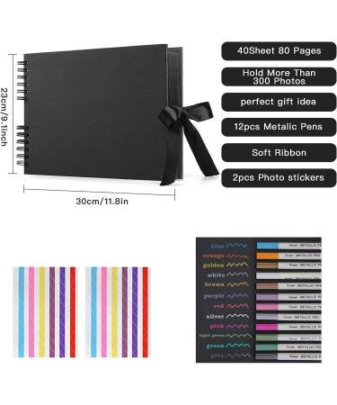 EVNEED Wedding Scrapbook Photo Album - DIY Memory Book with Accessories Kit for Anniversary, Guest Book, Xmas Gift - 80 Pages (40 Sheets) Black - 11.5 x 8.5 Inch - Buy Online on SooperMarket.com