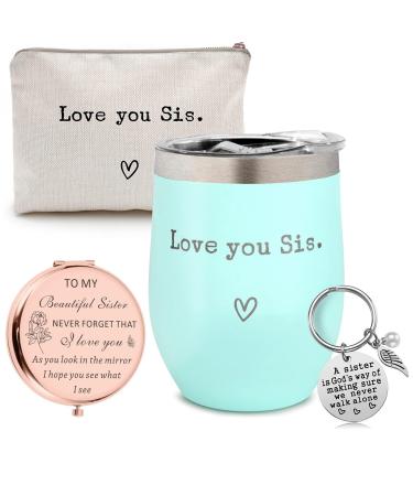 Sister Gifts from Sister - Gifts for Sister - Sister Gifts for Birthday - Graduation Gifts Thanksgiving Holiday Gifts for Sister - 12oz Coffee Tumbler (Mint) Gifts for Sister Set