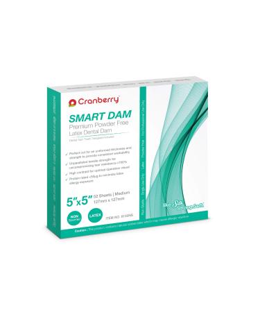 Cranberry CR8155NS Smart Dam Latex Powder-Free Unscented Medium Gauge 5x5 Blue (Pack of 52)