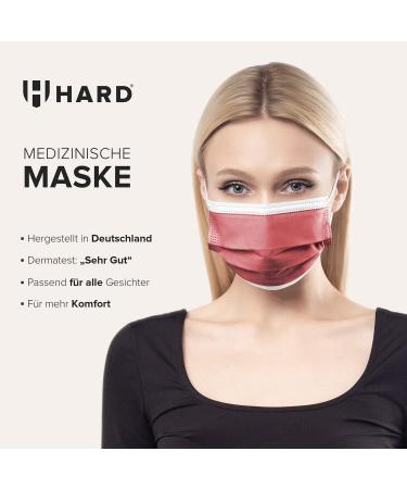 50x Medical Face Masks - Made in Germany CE Certified Type IIR 99.78% BFE One-Way Protection Adult Size Red - Buy Online on SooperMarket.com