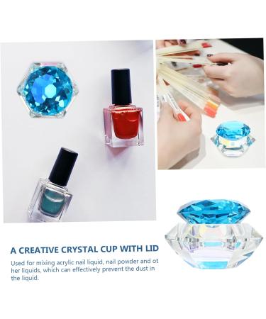Gogogmee Clear Nail Polish 1pc Nail Art Crystal Cup Nail Glassware Tools Octagon Cup for Nail Art Pen Holder Care 7.5x6cm Blue - Buy Online on SooperMarket.com
