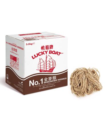 LUCKY BOAT Wholewheat Chow Mein 3.5KG | Source of Fibre | Bulk Noodles | Chinese Noodles | Stir Fry | Chow Mein | 3.5kg Wholewheat Noodles 3.5 kg (Pack of 1)