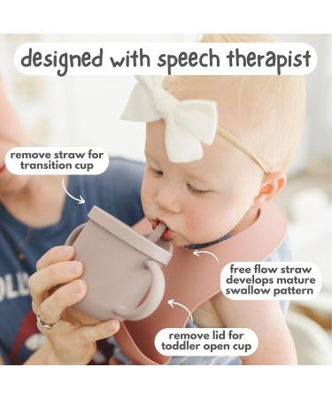 Bubba Bear Baby Cup with Straw | Weighted Sippy Cup for 6+ Months | Non-Spill, Easy Toddler Drinking Water Bottle in Pale Mauve - Buy Online on SooperMarket.com