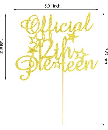 Arthsdite Official 12 Pre-teen Cake Topper Happy 12th Birthday Cake Decorations Cheers to 12 Year Old Birthday Party Decoration Supply - Gold Glitter - Buy Online on SooperMarket.com