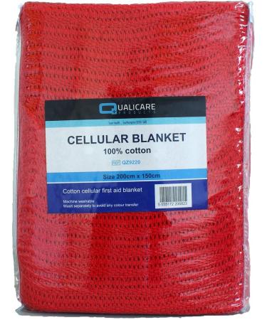 Qualicare Cotton Red Cellular Blanket 200cmx150cm FIRST AID PARAMEDIC AMBULANCE