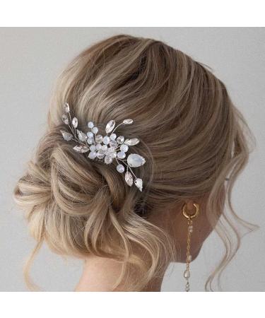Easedaily Silver Crystal Bridal Hair Comb - Opal Wedding Hair Piece for Women and Bridesmaids - Buy Online on SooperMarket.com
